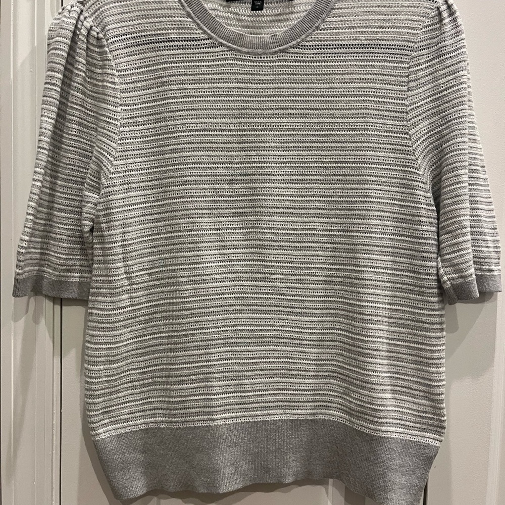 Veronica Beard Gray Striped Knit Top